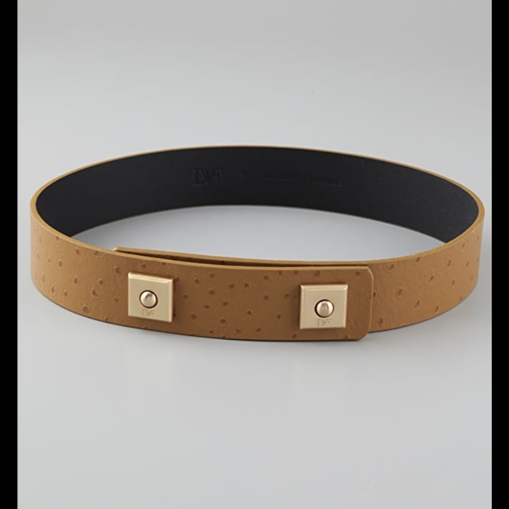 DVF Emerald Green Ostrich Leather Belt